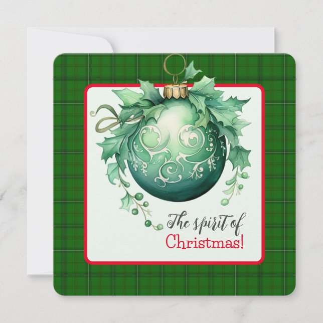 Cartão A Bola de Natal Verde (Frente)