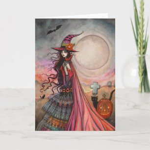 Cartão A Bruxa Fantasiosa Arte de Fantasia de Halloween