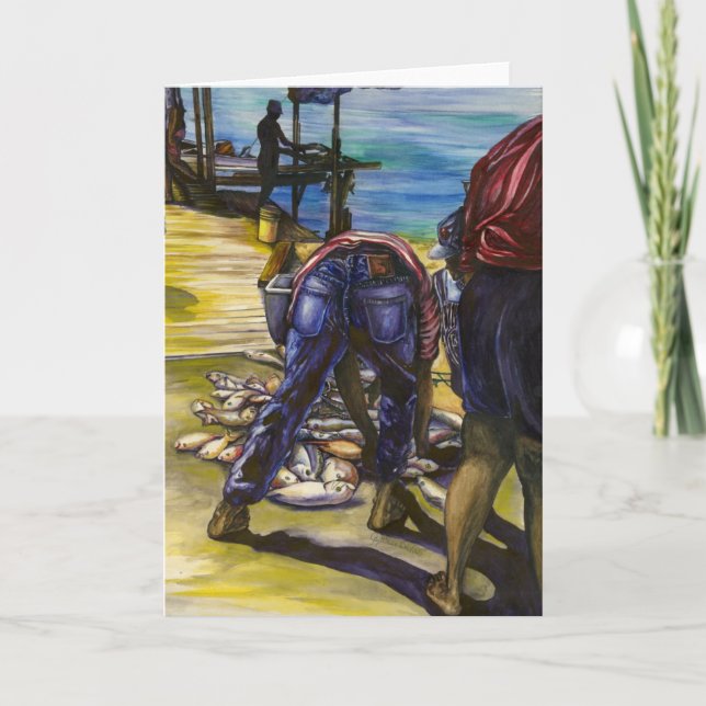 Cartão A captura da manhã, carta de boas-vindas das Baham (Frente)