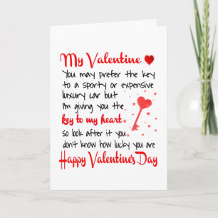 Cartão A Chave Do Meu Presente De Dia de os namorados Ca