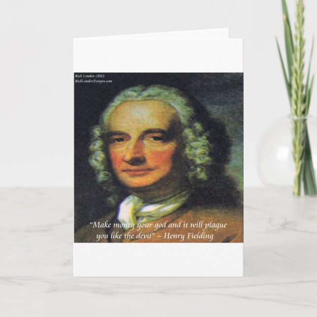 Cartão A citação de Henry Fielding "Se o dinheiro é seu D (Frente)