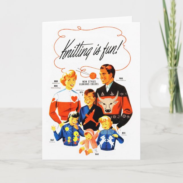 Cartão A confecção de malhas retro das mulheres 60s do (Frente)