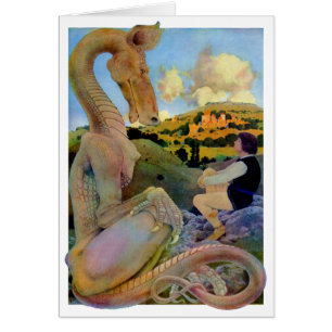 Cartão A conversa de Maxfield Parrish com um dragão