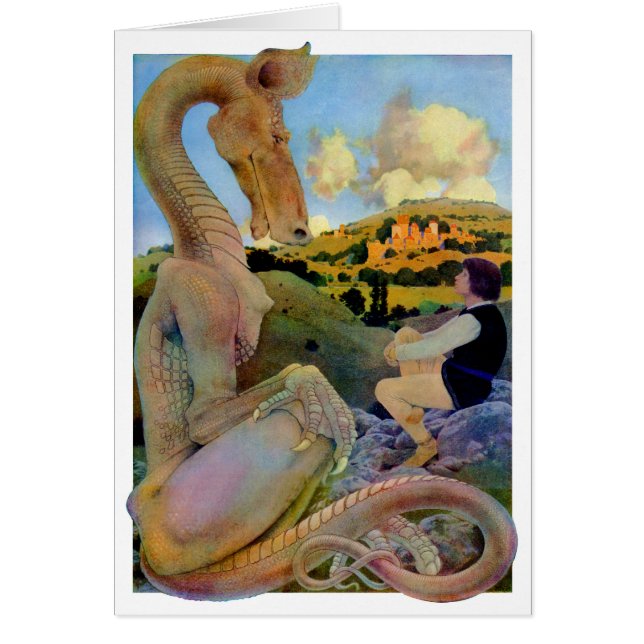 Cartão A conversa de Maxfield Parrish com um dragão (Frente)