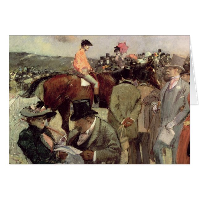 Cartão A corrida de cavalos, c.1890 (Frente Horizontal)