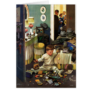 Cartão A criança esvazia bolsas