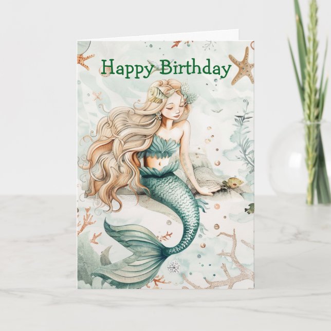 Cartão A Cute Mermaid Birthday (Frente)