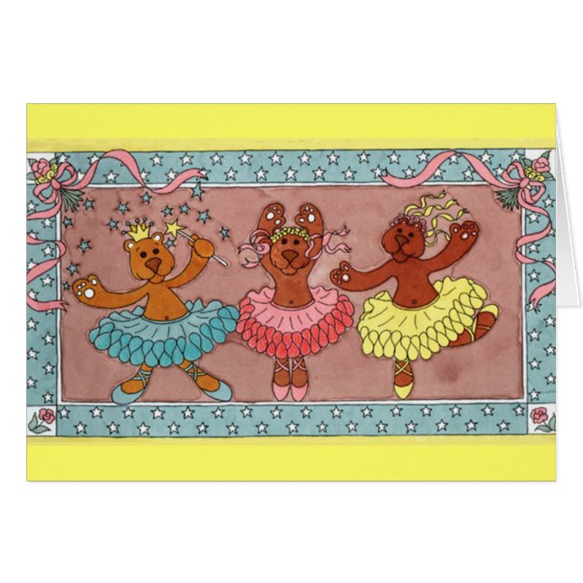 Cartão A dança de 3 ursinhos (Frente Horizontal)