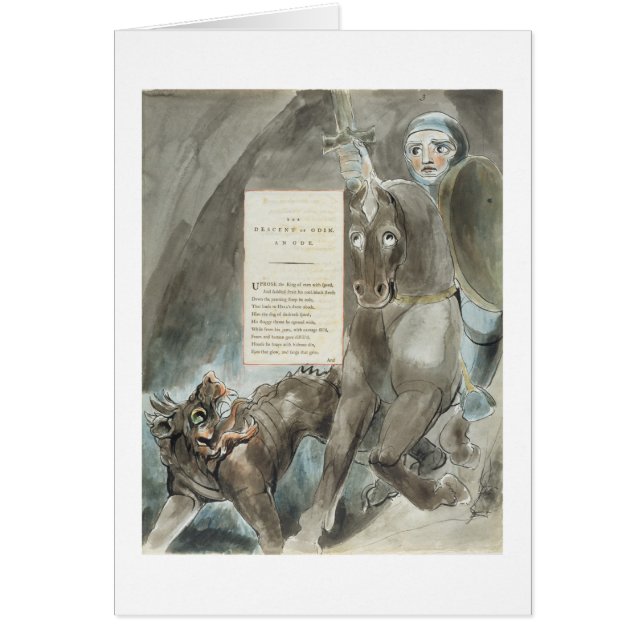 Cartão A descida de Odin, um ode, 'dos poemas do Th (Frente)