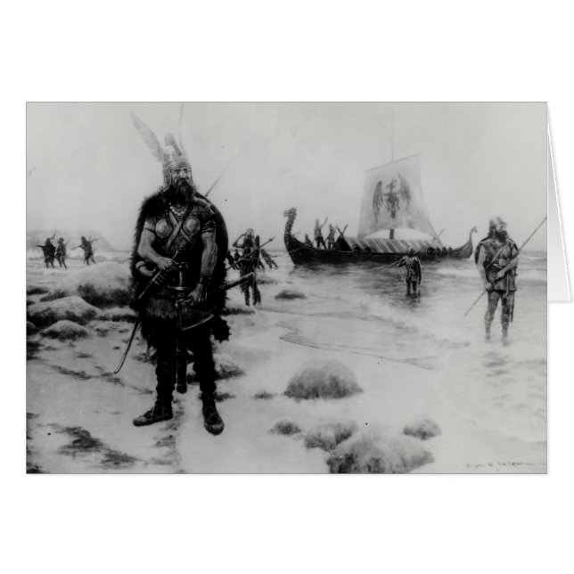 Cartão A descoberta de América por Leif Eriksson (Frente Horizontal)