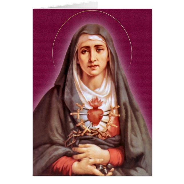 Cartão A devoção de sete amarguras a Virgem Maria (Frente)