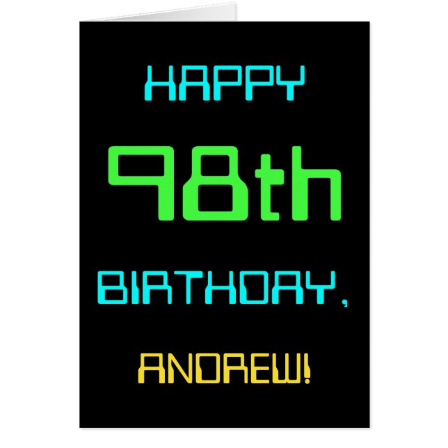 Cartão A divertida computação digital ameaçou o 98º anive (Frente)