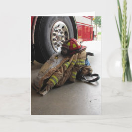 Cartão A engrenagem e o caminhão do bombeiro