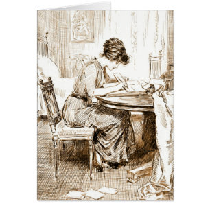 Cartão A escrita da mulher rotula 1911