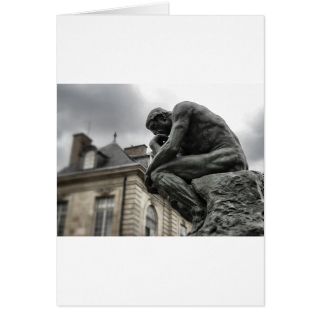 Cartão A Escultura Thinker Rodin Paris (Frente)