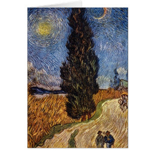 Cartão A estrada de Cypress por Vincent Willem Van Gogh