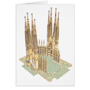 Cartão A família santamente Antonio Gaudi. Espanha de