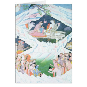 Cartão A família santamente de Shiva e de Parvati