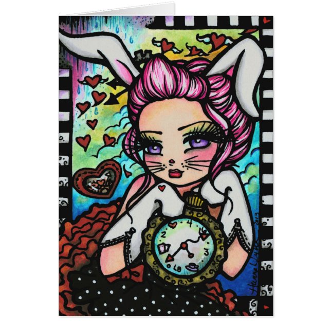 Cartão A fantasia branca do país das maravilhas de Alice (Frente)