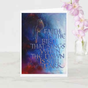 Cartão "A fé é o pássaro que canta", 5" x 7", dobrado