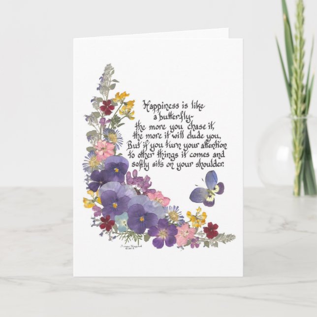 Cartão A felicidade é como uma Borboleta (Frente)