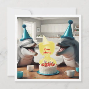 Cartão A festa de aniversário do seu filho com golfinhos,