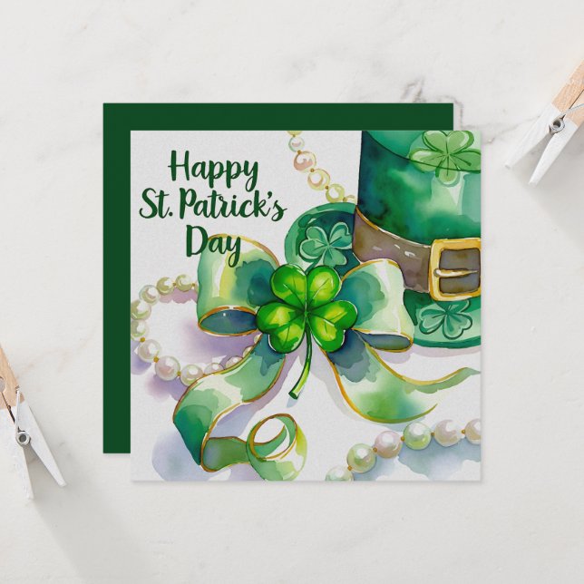 Cartão A festive St. Patrick’s Day design (Frente/Verso In Situ)