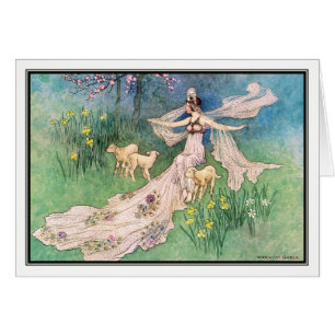 Cartão A filha do lenhador por Warwick Goble