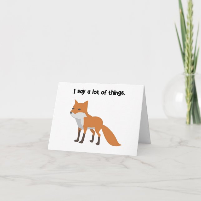 Cartão A Fox Diz... Design de Cartoon Meme Engraçado. (Frente)