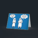 Cartão A freira engraçada carda "bons & pensamentos maus<br><div class="desc">Os cartões engraçados da freira,  duas irmãs nos hábitos brancos com pensamento borbulham.</div>