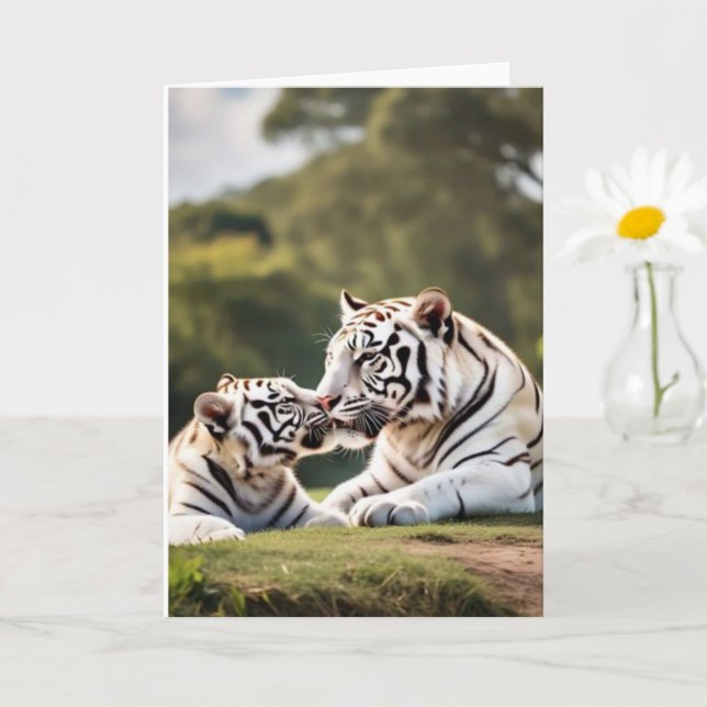 Cartão A Gentle Bond – White Tigers Greeting Card (Planta pequena)