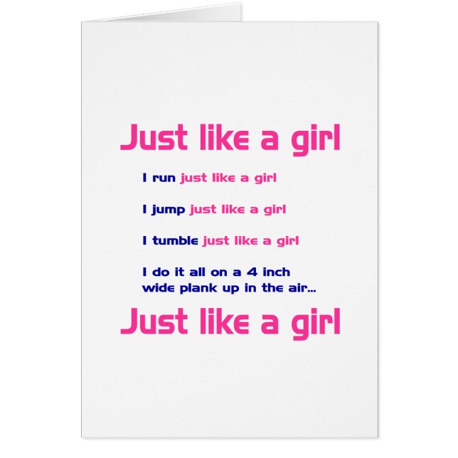 Cartão A ginástica gosta de uma menina (Frente)