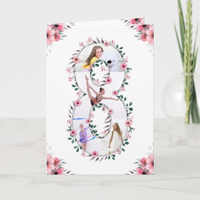 Cartão A grande garota do aniversário, Colagem de Fotos,  (Frente)