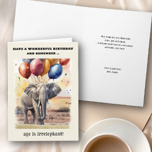 Cartão A idade é Irrelefante Elefante Aniversário Diverti