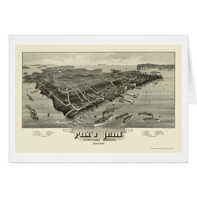 Cartão A ilha do pico, MIM mapa panorâmico - 1886 (Frente Horizontal)