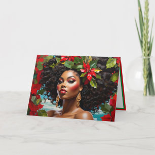 Cartão A ilustração do Diva Afro-Americano de Natal Holly