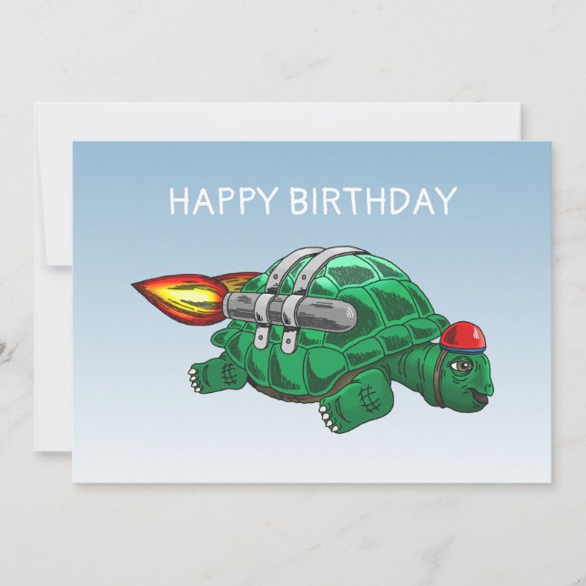 Cartão A Incrível Tartaruga De Foguete (Frente)