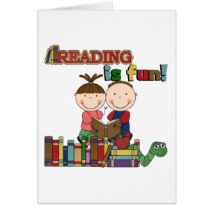 Cartão A leitura das crianças na figura do Stick é divert