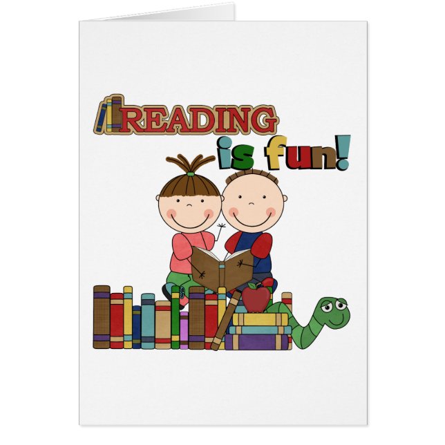 Cartão A leitura das crianças na figura do Stick é divert (Frente)