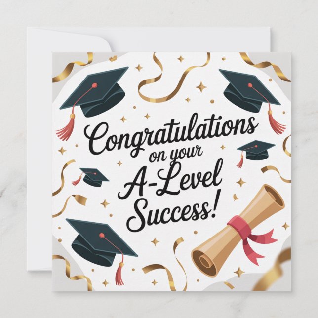 Cartão A-Level success Flat Graduation Greeting Card  (Verso)