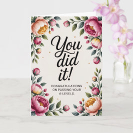 Cartão A-Level success floral Congratulations Cards
