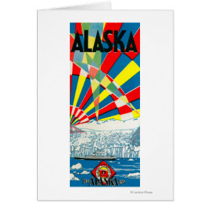 Cartão A linha poster de Alaska do navio a vapor