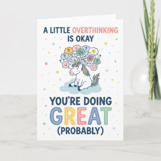 Cartão A Little Overthinking Okay Unicorn Encouragement