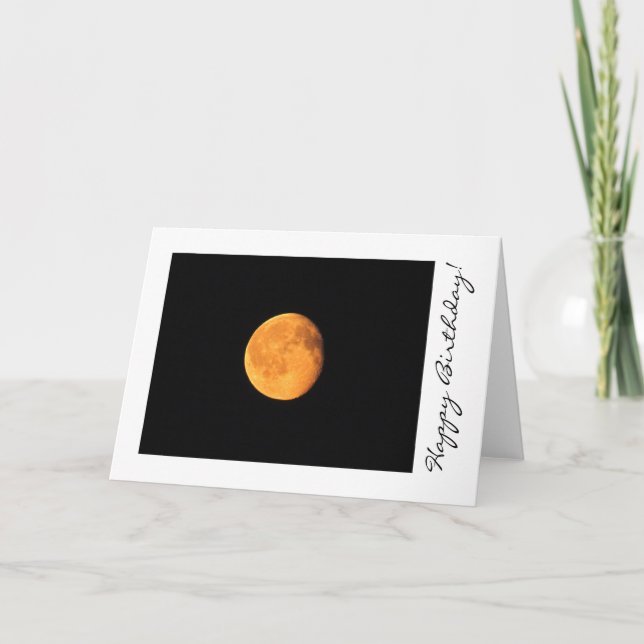Cartão A lua amarela grande; Feliz aniversario (Frente)