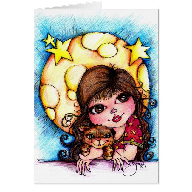 Cartão A lua do purr-Fect (Frente)