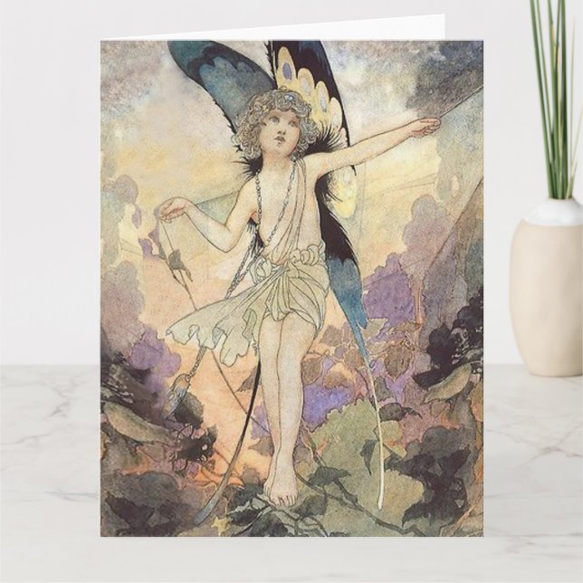 Cartão "A Mágica da Cobweb" Fada Arte de Charles Rob (Frente)