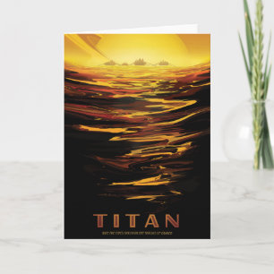 Cartão A maior lua de Poster-Saturno do espaço retrô, Tit