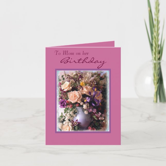 Cartão À mamã nela, aniversário (Frente)