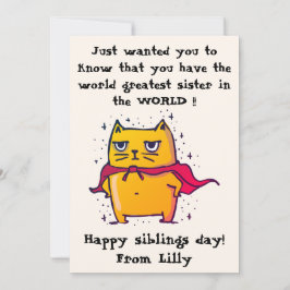 Cartão A Melhor Irmã do Mundo | Saudação do Dia dos Irmão
