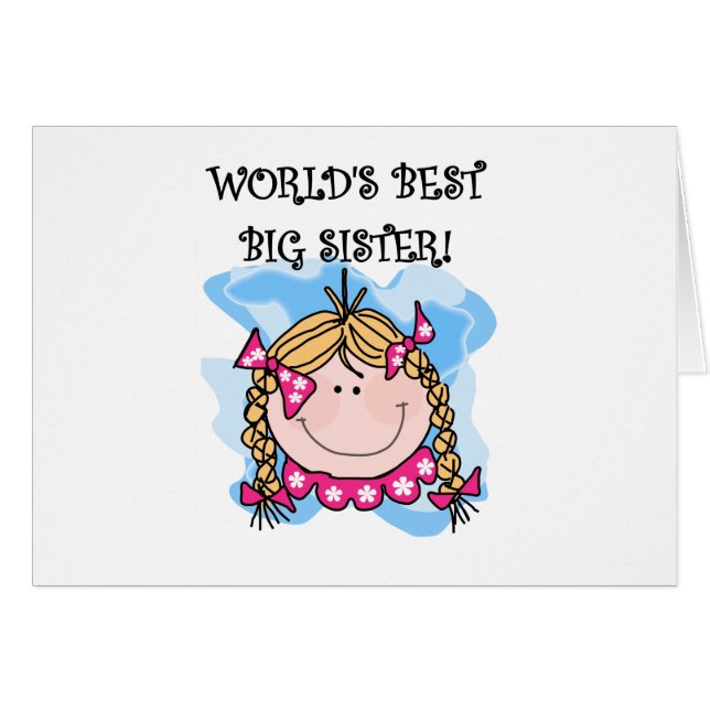 Cartão A melhor irmã mais velha do mundo louro da menina (Frente Horizontal)